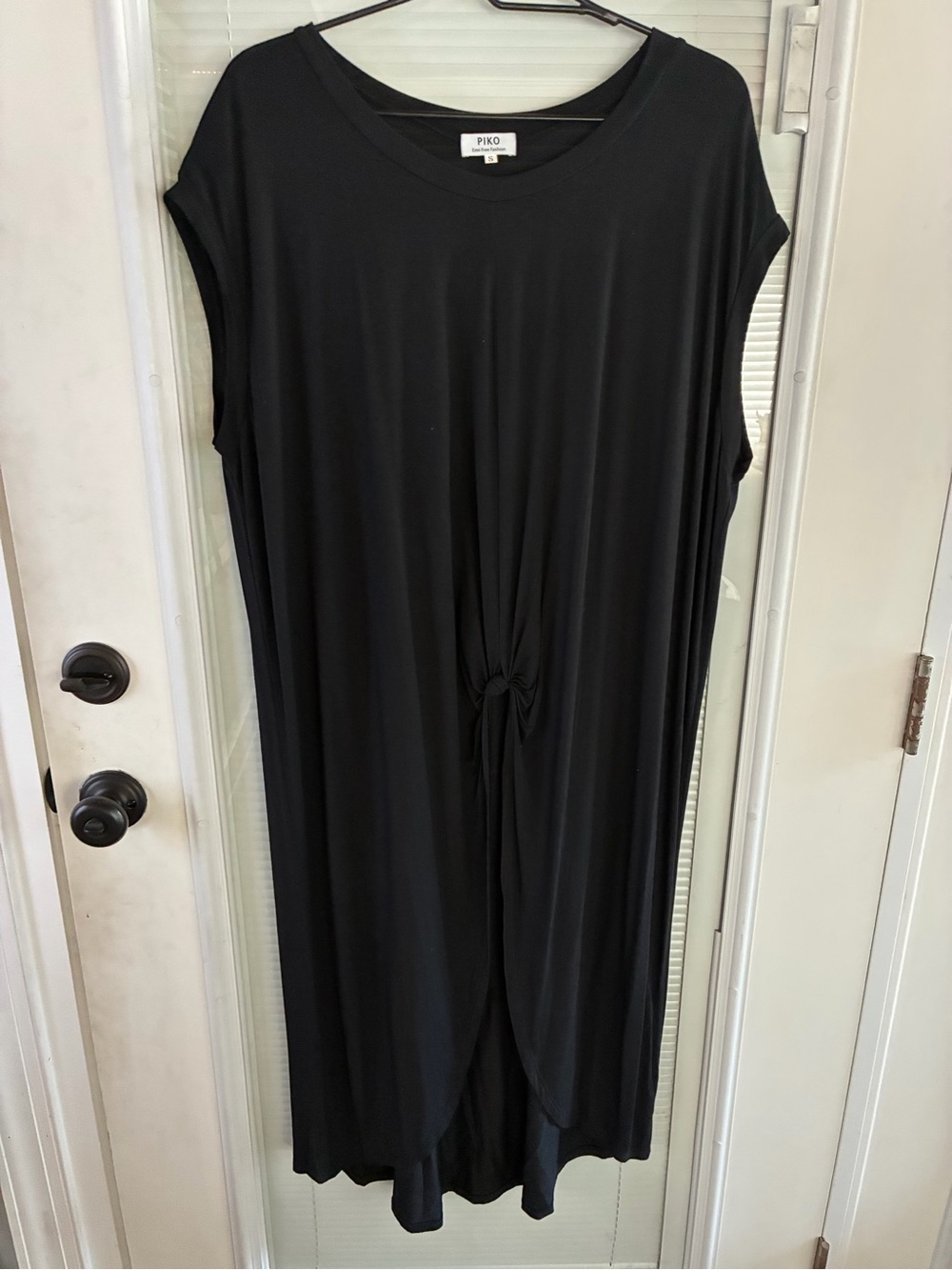 Piko 1988 Black Knot-Front Long Flowing Tunic Top